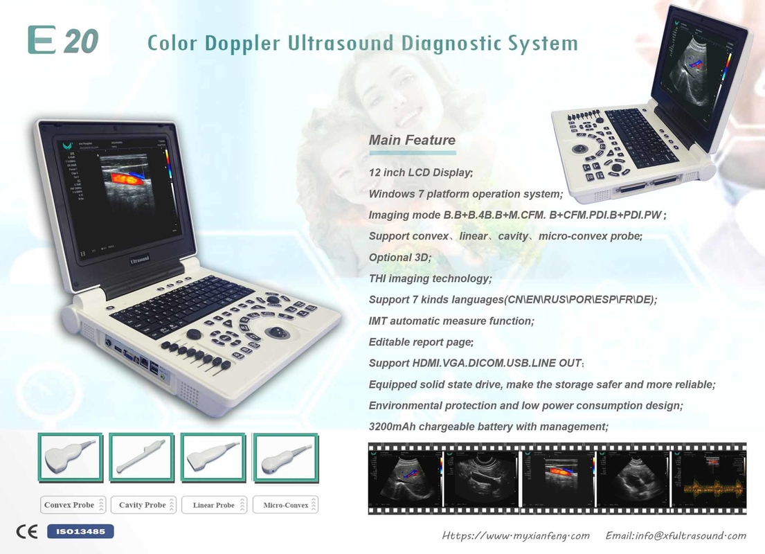 เครื่อง USG แบบพกพาระดับพื้นฐาน ISO ระบบอัลตราซาวด์ Doppler สีดิจิตอล