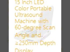 เครื่องฉีดเสียงแบบพกพา 15 นิ้ว LED สี มีมุมสแกน 60 องศาและจอลึก ≥ 250 มม